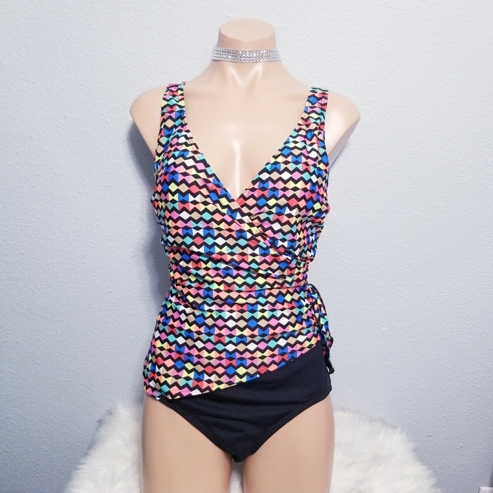 Calypso Cove One piece tie bathing swim suit l colorful & slimming!